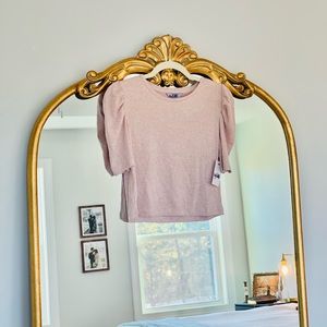 Blush Ribbed Puff Sleeve Tee